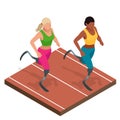 Isometric sports for peoples with disabled activity. Handicapped sportsmen. Athlete with handicap at the stadium