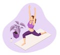 Isometric sporty young woman doing yoga practice. Healthy life concept.