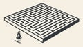 Isometric Square Maze with Miniature Figure, vector design Generative AI Royalty Free Stock Photo