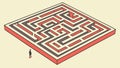 Isometric Square Maze with Person, Navigating Complexity, Vector Design Generative AI Royalty Free Stock Photo