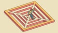 Isometric Square Pyramid Maze, Symbolizing Structured Challenges, vector design Generative AI Royalty Free Stock Photo