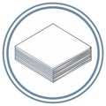 Isometric stack of blank paper sheets in a double blue circle icon Royalty Free Stock Photo