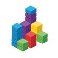 Isometric Stacked Cubes in Various Colors Forming a Bar Chart on a White Background blocks Royalty Free Stock Photo