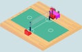 Isometric stadium for Sepak takraw. Southeast Asian kick volleyb