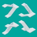 Isometric staircase. Vector Set of various staircase on the white background
