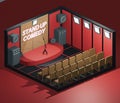 Isometric Stand Up Comedy Room Art 3d Rendering