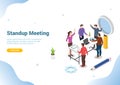 Isometric stand up or standing meeting concept for modern agile methodology workflow daily routines for website template landing