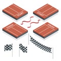 Isometric Start and Finish, Checkered flags, vector illustration Royalty Free Stock Photo