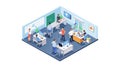 Isometric Startup Office Space, Creative Team at Work and Innovation Hub. vector design Generative AI Royalty Free Stock Photo