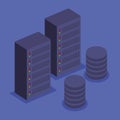 isometric storage tower with hard disk technology Royalty Free Stock Photo
