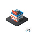 Isometric store icon, building city infographic element, vector illustration