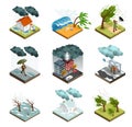 Isometric Storm Weather Icon Set