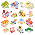 Isometric Street Cafe Set Royalty Free Stock Photo