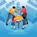 Family Pizza Isometric Background