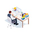 Isometric student workplace.