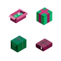 Isometric gift icon. Set gift box vector illustration isolated on white background. Royalty Free Stock Photo