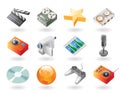 Isometric-style icons for entertainment