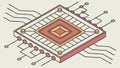 Isometric Stylized Computer Chip Design, vector design Generative AI Royalty Free Stock Photo