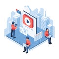 Isometric Subscription Service Model with Video Content Royalty Free Stock Photo
