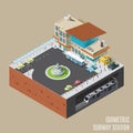 Isometric subway station. Vector illustration decorative design Royalty Free Stock Photo