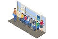 Isometric Subway underground train. People Passangers In Subway. Commuting passengers. Commuting passengers. Subway