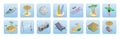 Isometric Summer Beach Vacation Icons Set Royalty Free Stock Photo