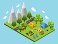 Isometric Summer Camping Concept