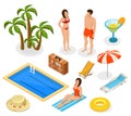 Isometric Summer Vacation Elements Set