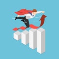 Isometric Super Businessman Flying Over Growing Business Graph Royalty Free Stock Photo