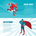 Isometric Superhero Banners Royalty Free Stock Photo