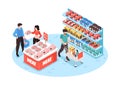 Isometric Supermarket People Composition Royalty Free Stock Photo