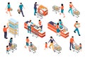 Isometric Supermarket People Set