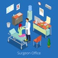 Isometric Surgeon Office with Doctor Examinating Patient Royalty Free Stock Photo
