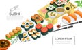 Isometric Sushi Food Collection