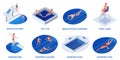 Isometric Swimming Pool Composition Set Royalty Free Stock Photo