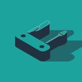 Isometric Swiss army knife icon isolated on green background. Multi-tool, multipurpose penknife. Multifunctional tool