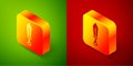 Isometric Sword toy icon isolated on green and red background. Square button. Vector