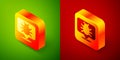 Isometric System bug concept icon isolated on green and red background. Code bug concept. Bug in the system. Bug Royalty Free Stock Photo