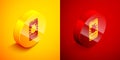 Isometric System bug on mobile icon isolated on orange and red background. Code bug concept. Bug in the system. Bug Royalty Free Stock Photo