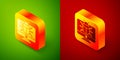 Isometric System bug on monitor icon isolated on green and red background. Code bug concept. Bug in the system. Bug Royalty Free Stock Photo