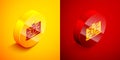 Isometric System bug on monitor icon isolated on orange and red background. Code bug concept. Bug in the system. Bug Royalty Free Stock Photo