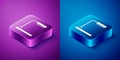Isometric Table lamp icon isolated on blue and purple background. Square button. Vector