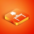 Isometric Table lamp on table icon isolated on orange background. Vector