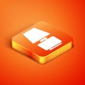 Isometric Table lamp icon isolated on orange background. Vector