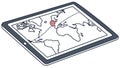Isometric tablet displaying a world map, for global connectivity, vector design Generative AI Royalty Free Stock Photo