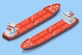 Isometric tanker ship vessel. Import or export oil and gas petrochemical with tanker ship transportation oil. Tank ship
