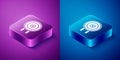 Isometric Target sport icon isolated on blue and purple background. Clean target with numbers for shooting range or Royalty Free Stock Photo