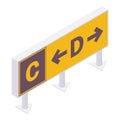 Isometric taxiway location sign for airport