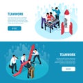 Isometric Teamwork Brainstorm Banners