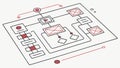 Isometric Technical Flowchart or Game Map, vector design Generative AI Royalty Free Stock Photo